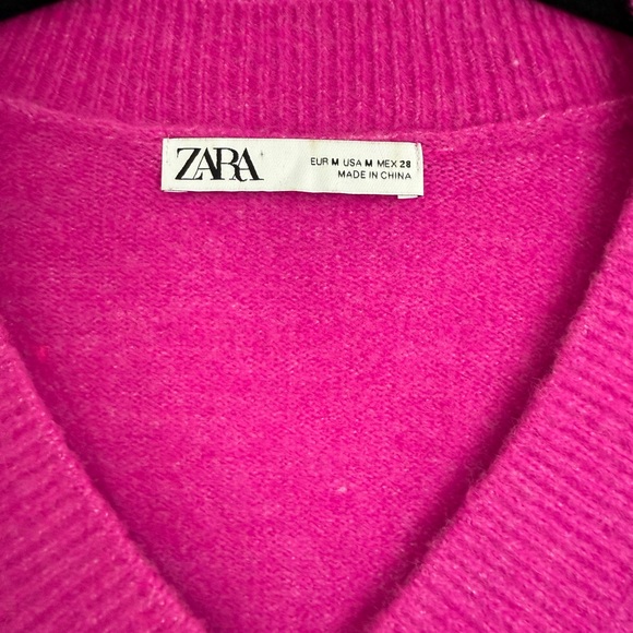 Zara Bright Pink V-Neck Sweater - Picture 5 of 7